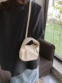 Mini Bucket Bag PU Litchi Embossed White Elegant - White - View 6
