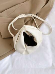 Mini Bucket Bag PU Litchi Embossed White Elegant - White - View 7