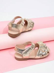 嬰兒荷葉邊金屬質感涼鞋適用於戶外 - 金色 - 查看 3