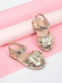 嬰兒荷葉邊金屬質感涼鞋適用於戶外 - 金色 - 查看 5