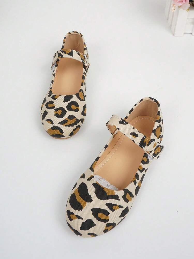 Girls Anti-slip Leopard Print Ankle Strap Flats - Multicolor - View 6