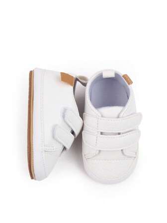 Infant Casual Shoes For 3-6-12 Months Babies, Hook And Loop Closure Toddler Walking Shoes, Unisex White Bestselling, Spring And Autumn