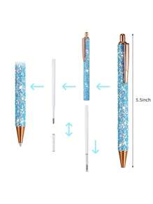 3入組隨機亮片裝飾圓珠筆圓珠筆適用於學生 - 彩色 - 查看 5