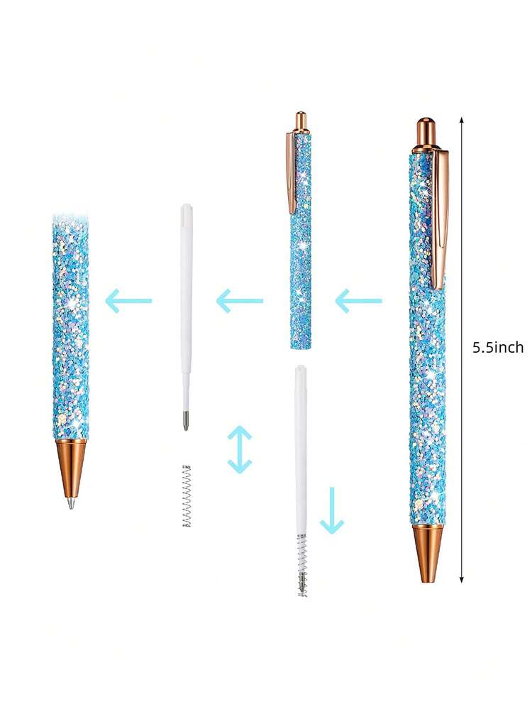 3 chiếc bút bi trang trí sequin ngẫu nhiên, bút viết cho học sinh - Nhiều màu - Xem 5