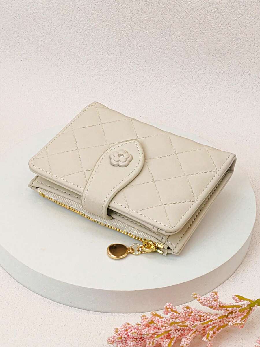 MINGYOU Fashionable Women Buckle Short Soft PU Leather Wallet. Mini Zipper Coin Wallet With Multiple Functions Cardholder Student Wallet For Women Wallet Purse Wallet Small Wallet - Apricot - View 1