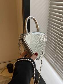 Mini Novelty Bag Triangle Design Metallic PU Funky