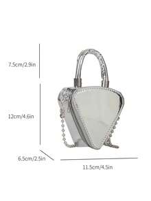 Mini Novelty Bag Triangle Design Metallic PU Funky