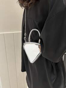 Mini Novelty Bag Triangle Design Metallic PU Funky