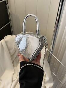 Mini Novelty Bag Triangle Design Metallic PU Funky