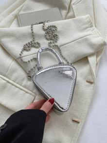 Mini Novelty Bag Triangle Design Metallic PU Funky