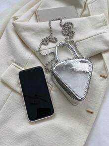 Mini Novelty Bag Triangle Design Metallic PU Funky