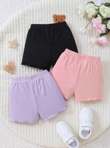 SHEIN Đồ dưới đáy Bé Nơ Bướm Xù nhỏ Gân đan màu trơn - Nhiều màu - Xem 2