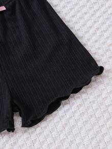 SHEIN Đồ dưới đáy Bé Nơ Bướm Xù nhỏ Gân đan màu trơn - Nhiều màu - Xem 5