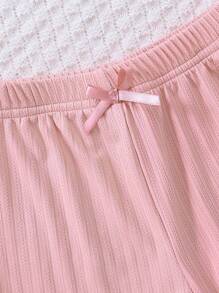 SHEIN Đồ dưới đáy Bé Nơ Bướm Xù nhỏ Gân đan màu trơn - Nhiều màu - Xem 6