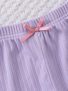 SHEIN Đồ dưới đáy Bé Nơ Bướm Xù nhỏ Gân đan màu trơn - Nhiều màu - Xem 8