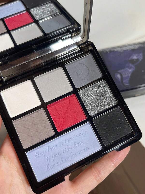 Flower Print Eyeshadow Palette With Mirror, 1pc LongWearing Waterproof