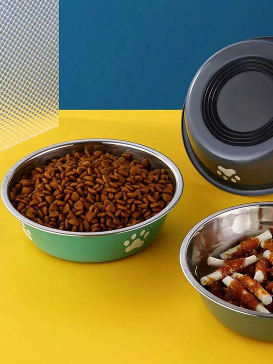 1 cái bát bằng thép không gỉ mô hình chân thú cưng - Xám - Xem 1