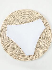 SHEIN Swim 2026 Spring/Summer New Solid White Waist Double Fabric Vacation Bikini Swimwear - White - View 2