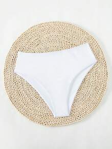 SHEIN Swim 2026 Spring/Summer New Solid White Waist Double Fabric Vacation Bikini Swimwear - White - View 4