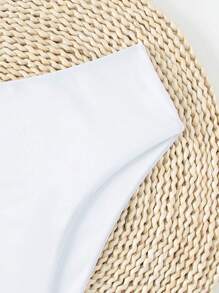 SHEIN Swim 2026 Spring/Summer New Solid White Waist Double Fabric Vacation Bikini Swimwear - White - View 5