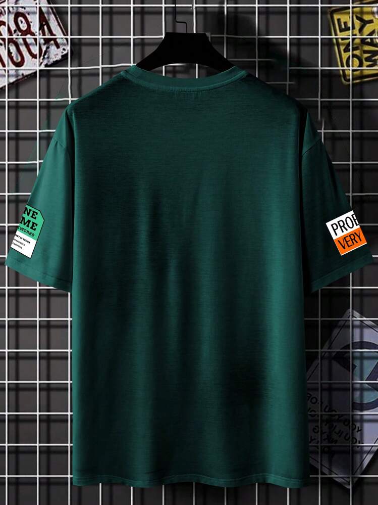 Manfinity Roghcode Men Slogan Graphic Tee - Dark Green - View 2