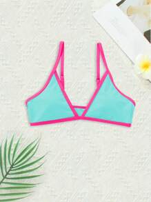 撞色滾邊三角杯比基尼上衣 - 薄荷綠 - 查看 5