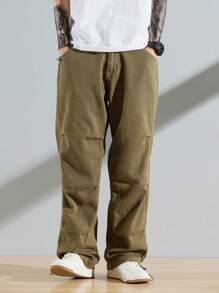 Manfinity Hypemode Men Cotton Slant Pocket Drawstring Hem Loose Fit Jeans - Army Green - View 3