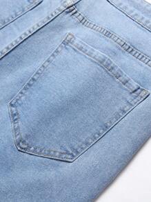 Manfinity LEGND Hombres Shorts en mezclilla algodón desgarro crudo - Lavado ligero - Ver 3