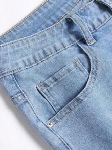 Manfinity LEGND Hombres Shorts en mezclilla algodón desgarro crudo - Lavado ligero - Ver 4