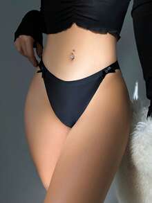 Contrast Lace Panty - Black - View 3