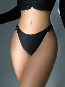 Contrast Lace Panty - Black - View 4