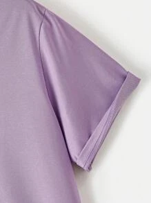 Manfinity Hypemode 男士宇航員和標語圖案T恤 - 紫丁香色 - 查看 5