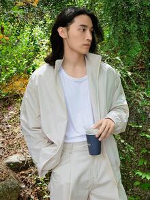 DAZY Men Zip Up Drop Shoulder Hooded Jacket - Beige - View 6