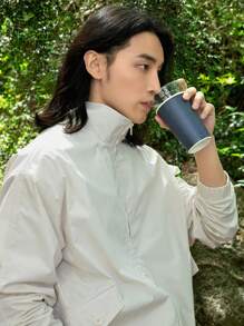 DAZY Men Zip Up Drop Shoulder Hooded Jacket - Beige - View 9