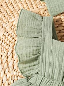 SHEIN Vintaside Kids Baby Girl Newborn Ruffle Trim Dress With Headband - Mint Green - View 3