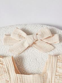 Recién nacido Bebé Vestido ribete con fruncido con diadema - Albaricoque - Ver 3