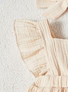 Recién nacido Bebé Vestido ribete con fruncido con diadema - Albaricoque - Ver 4