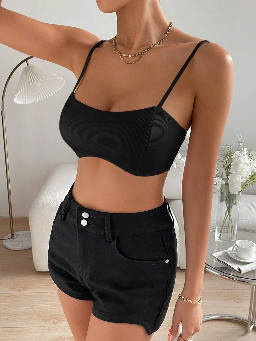 SHEIN Essnce Áo khoác và áo lót dành cho xe tăng nữ Lộ Lưng màu trơn Gợi cảm - màu đen - Xem 1