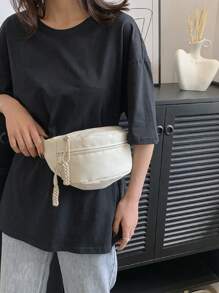Túi thắt lưng tối giản màu be thông thường - Màu be - Xem 2