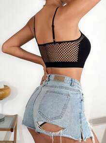 Áo ngực & Áo lót Nữ Tương phản Mesh màu trơn Giản dị-Thoải mái - màu đen - Xem 4