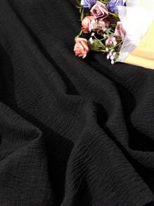 DAZY 素色泡泡袖A字洋裝 - 黑色 - 查看 9