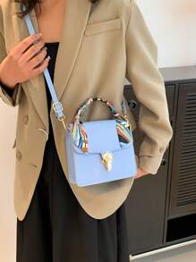 Khăn Trang Trí Túi Vuông Nắp Thời Trang Màu Xanh - Màu xanh nhạt - Xem 1