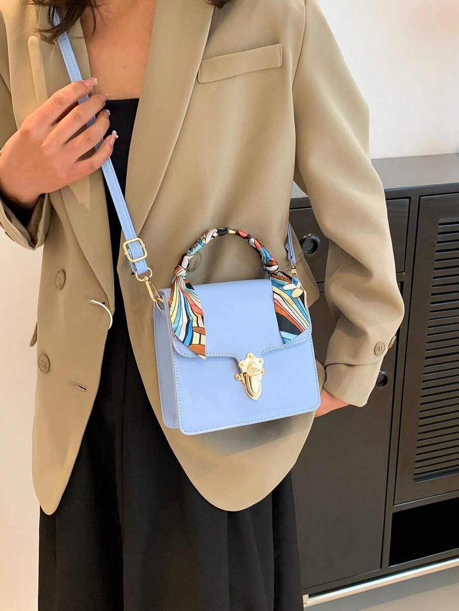 Khăn Trang Trí Túi Vuông Nắp Thời Trang Màu Xanh - Màu xanh nhạt - Xem 1