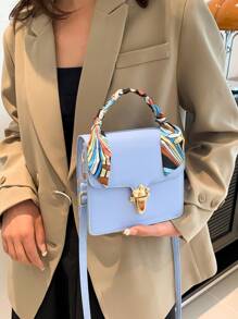 Khăn Trang Trí Túi Vuông Nắp Thời Trang Màu Xanh - Màu xanh nhạt - Xem 3