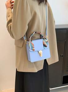 Khăn Trang Trí Túi Vuông Nắp Thời Trang Màu Xanh - Màu xanh nhạt - Xem 6