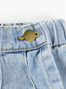 嬰兒百褶細節牛仔裙褲 - 中等水洗藍 - 查看 3