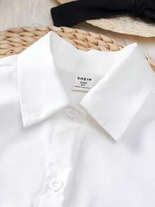 SHEIN Fille manches bouffantes à volants T-shirt & Combinaison à fines brides - Multicolore - Voir 3