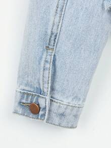 女孩1入組毛邊牛仔夾克 - 淺色水洗藍 - 查看 7