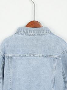 女孩1入組毛邊牛仔夾克 - 淺色水洗藍 - 查看 8