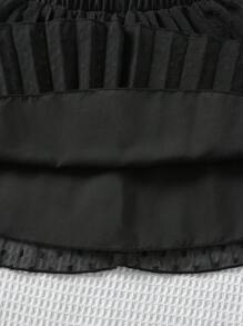 SHEIN 小女童紙袋腰百褶半身裙 - 黑色 - 查看 5